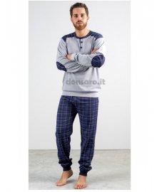 Pigiama Uomo con polsini caldo cotone, Gary F60045