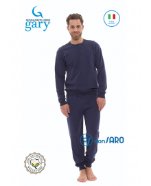 Pigiama uomo caldocotone tinta unita blu notte, Gary CB65200