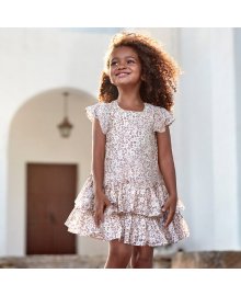 Vestito bambina volant beige, Mayoral 3957
