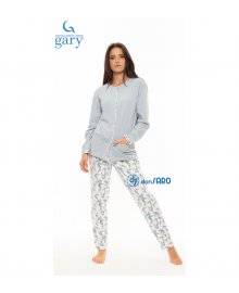 Pigiama donna aperto davanti caldo cotone, Gary 50013