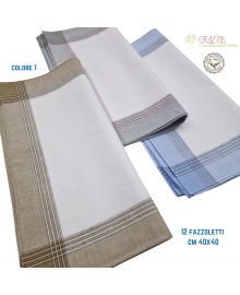 12 Fazzoletti da naso puro cotone cm 40x40, Graziina Capri
