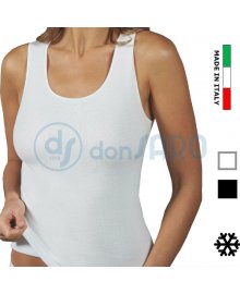 Canottiera Donna Spalla Larga Caldo Cotone, Chiara 35