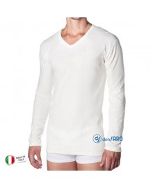 Maglia Uomo V manica lunga double cotone lana CHIARA 27