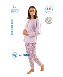 Pigiama donna manica lunga cotone jersey, Gary Z50090